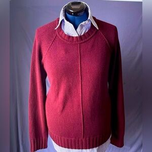 LAUREN Ralph Lauren Women Knitted Sweater Burgundy &Striped Shirt Black Label XL